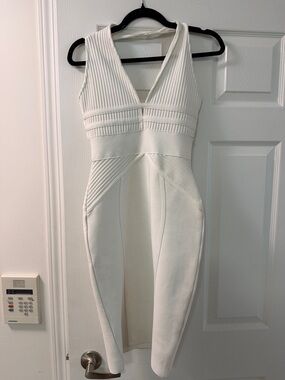 White Ribbed V-Neck Jumpsuit
